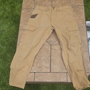 Wrangler Tan Cargo Pants Durable Cotton Blend